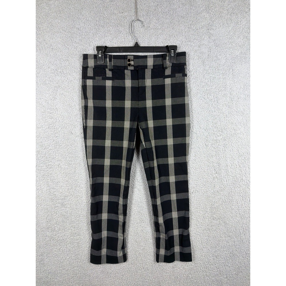 Anthropologie Women Pants 6 Black White Chino Essential Slim Office Career Crop